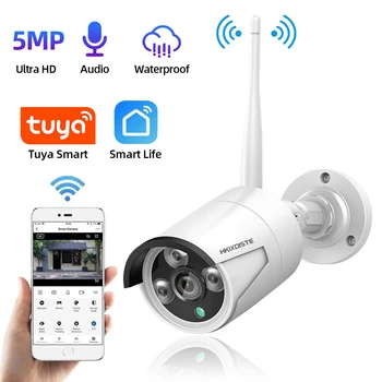 Tuya Wifi IP Kamera 5MP Prostem Nepremočljiva Bullet Video nadzorna Kamera Night Vision Home Security CCTV Kamera Smart Življenje Slike